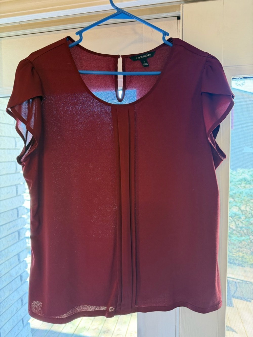 Burgundy 41 Hawthorn Blouse with cute pleat in the middle!